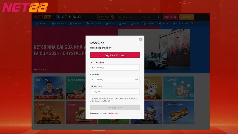 Hướng dẫn đăng ký net88